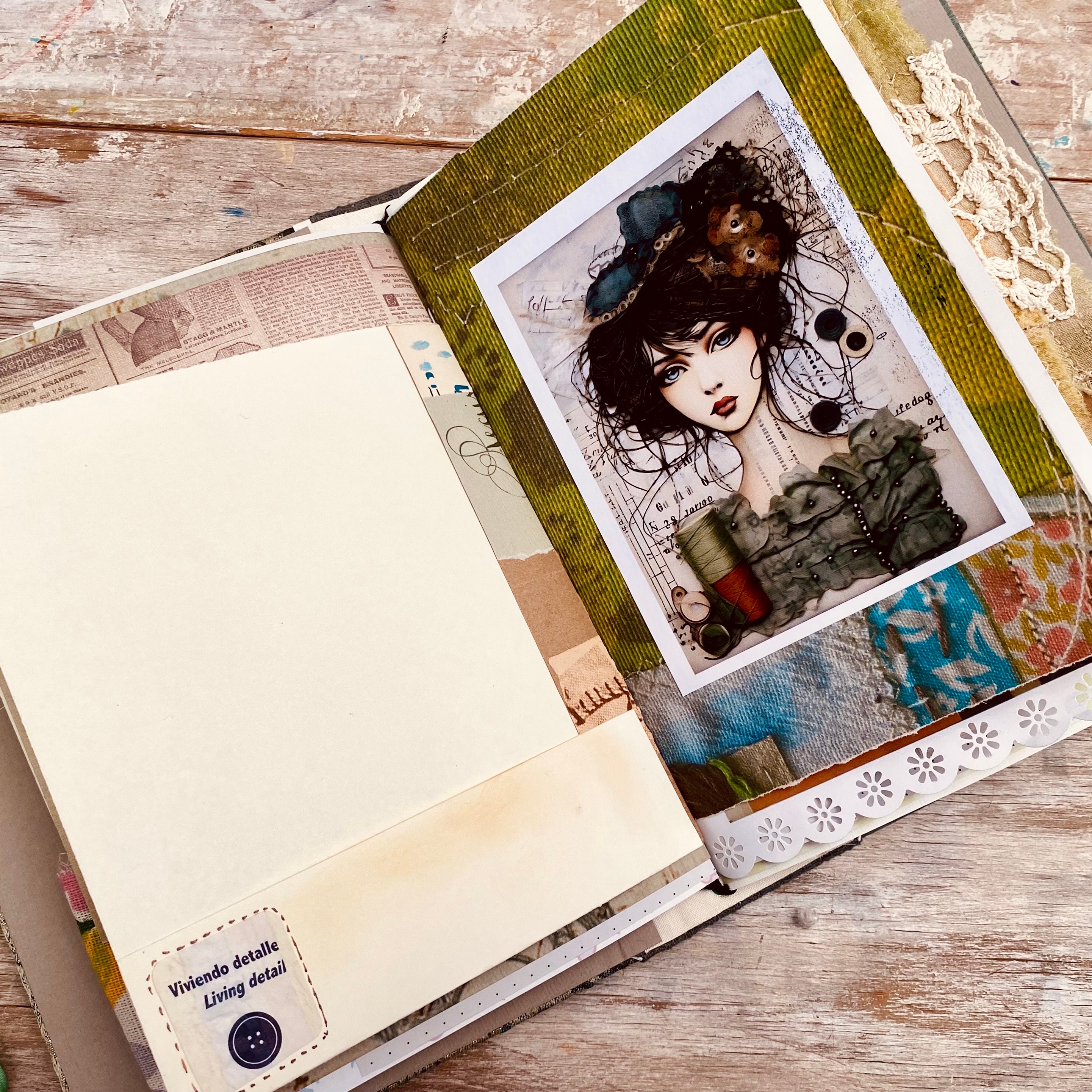 Junk Journal Handmade. Sewing Themed Book. 4 Signatures