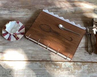 Wooden recipe journal. Blank recipe notebook. Wooden cover recipe booklet A5 size. Grandma's book 200 pages. Mom gift. First mother day gift