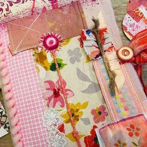 Handmade junk journal, Spring pink scrapbook, photo album, self gift, art notebook, baby shower gift, baptism gift. Sweet pink gift for mom image 2