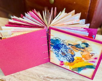 Handmade Junk Journal, Mixed Media Collage, 365-Page Blank Notebook