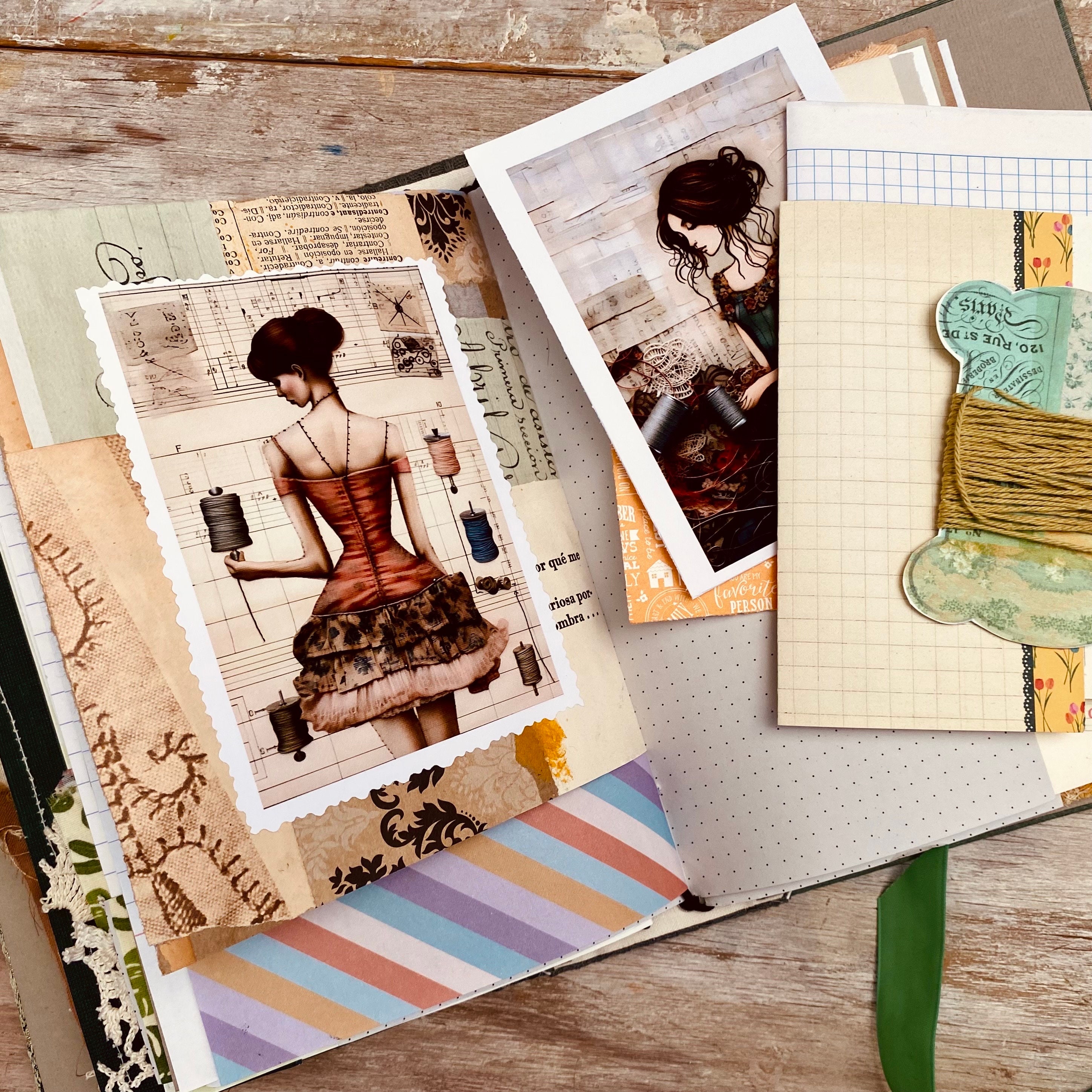 Junk Journal Handmade. Sewing Themed Book. 4 Signatures