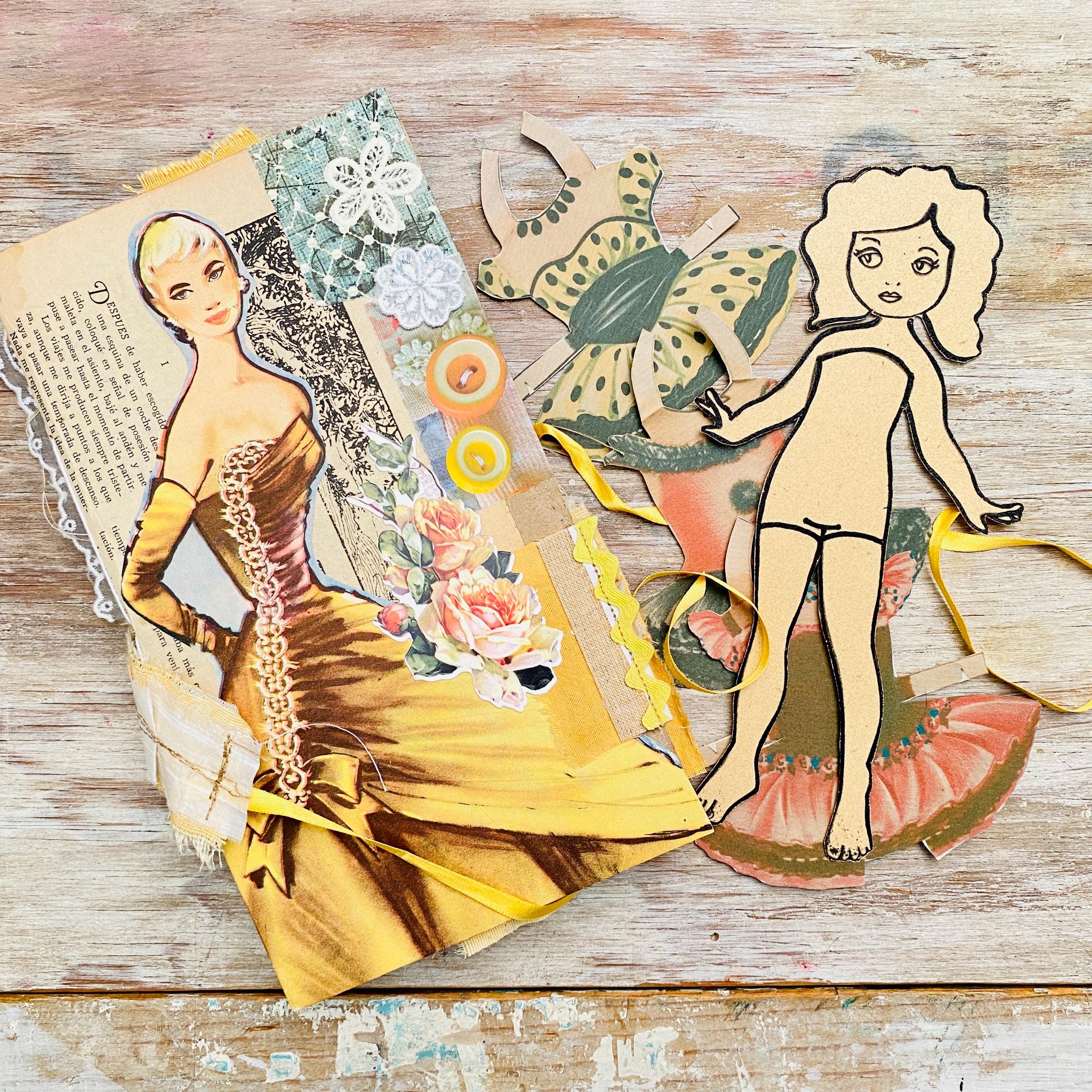 Handmade Junk Journal: Paper Doll Dress Theme, Tall Blank Diary - Etsy