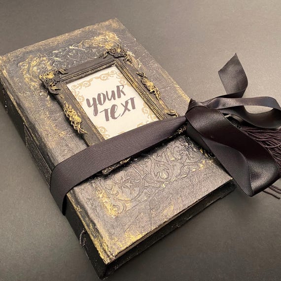 Gothic wedding guestbook. Custom photo booth album. Romantic, medieval, gothic Journal. Halloween Wedding Guest Book, Black gold Guest Book