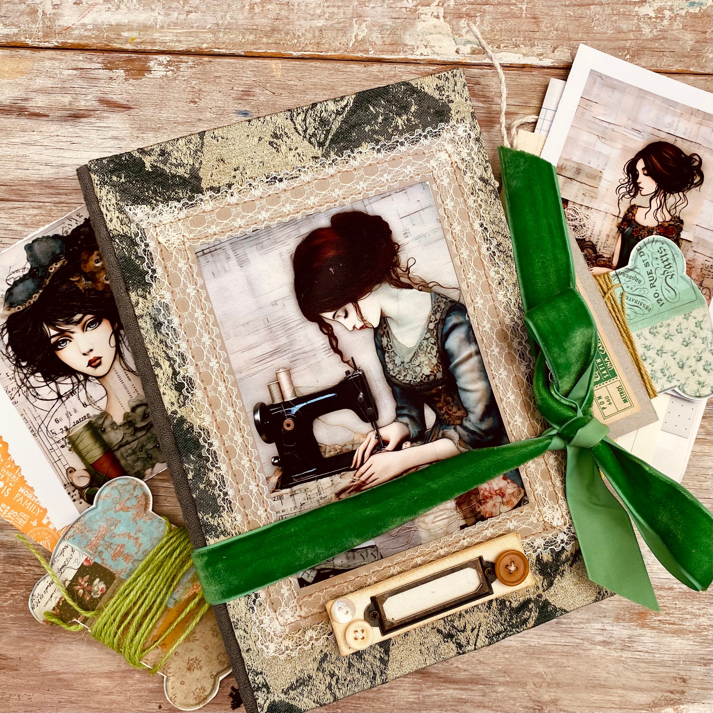 Junkjournal*『』 Junk Journal Handmade. Sewing Themed Book. 4 Signatures