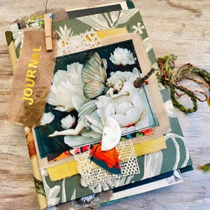 Art journal handmade. Wizard, witch, green fairy. Botanical magic book. junk journal. Treasure notebook Old book board, gift for Gardener