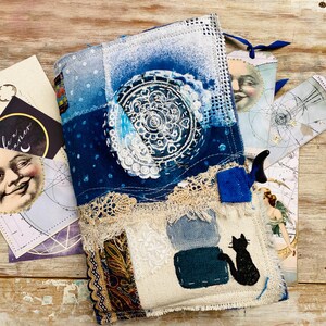 Mond Junk Journal. Handgemachtes Kunst Journal. Personalisiertes Mond Notizbuch. Grimoire, Traumtagebuch. Nacht, Sterne, Mondschein, Frauen. Ephemera Geschenk.