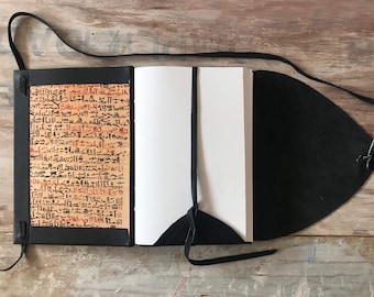Grimoire leather journal, Artist Journal, black medieval codex style, handmade notebook, a5, a6 journal. Gift for men/ women. Handbound book