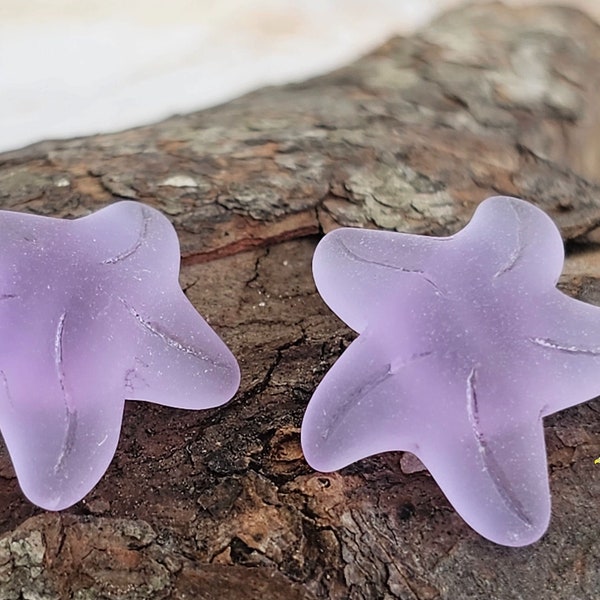 Starfish Button - Sea Glass Beads - Cultured Sea Glass Starfish - Starfish Beads - Frosted Glass Beads