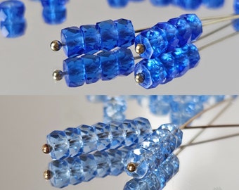 Sapphire Spacer Glass Beads Czech Glass Faceted Rondelle Beads 6mm 20 Beads Heishi