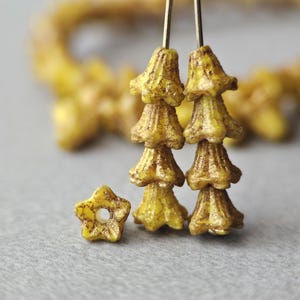 Yellow Czech Glass Bell Flower Beads Floral Beads 5x6mm 20pcs