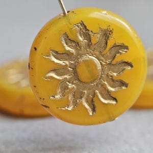 Large Yellow Sun Beads Focal Bead Sun Beads Celestial Beads 22mm 1 Bead