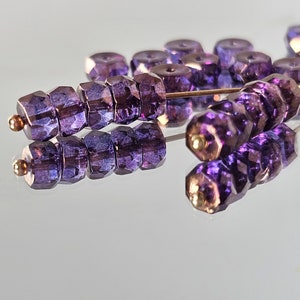 Lumi Amethyst Spacer Glass Beads Czech Glass Faceted Rondelle 6mm Heishi 20 Beads