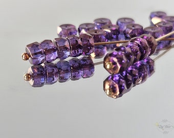 Lumi Amethyst Spacer Glass Beads Czech Glass Faceted Rondelle 6mm Heishi 20 Beads