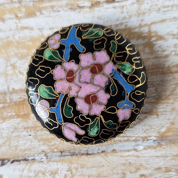 Vintage Hand Painted Enamel CHINESE CLOISONNE Focal Bead 42x12mm - 1 Bead