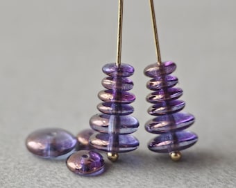 Czech Glass Spacer Beads Disc Beads Smooth Lumi Amethyst 5mm 6mm 8mm