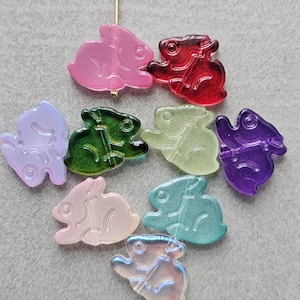 Rabbit Glass Beads Cute Bunny Beads For Making Jewelry 8pcs 14x19mm CHOOSE color
