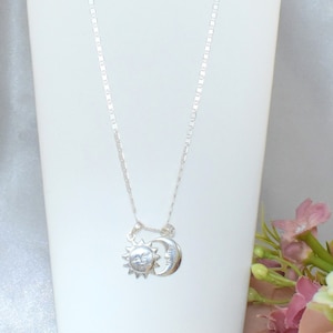 Sterling Silver Sun Moon Pendant Necklace: Celestial Jewelry