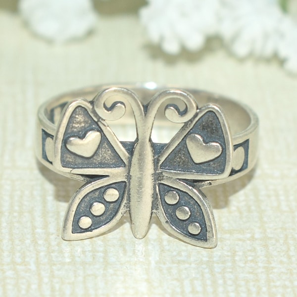 Butterfly Ring Sterling Silver, Mariposa Jewelry, Statement Butterfly Ring, Vintage Butterfly Ring, Large Winged Love Ring, Gift for her