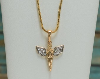 14K Gold Plated Angel Pendant Necklace: Guardian Jewelry