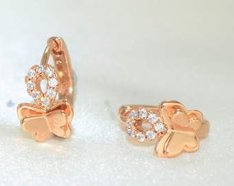 Gold Plated Butterfly Huggie Earrings: CZ Mariposa Hoops
