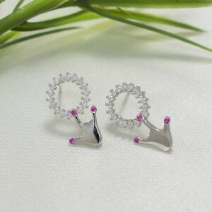 ASL &quot;I Love You&quot; Sterling Silver Stud Earrings: CZ Hand Sign