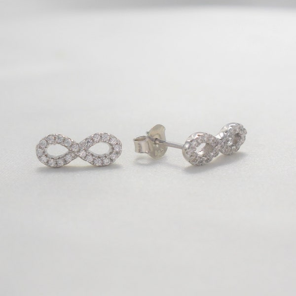 Infinity Earrings, Sterling Silver Earrings, 925 Silver Stud Earrings, Eternal Love Infinity Stud Earrings, Gift for her