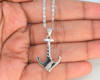Sterling Silver Anchor Necklace: Nautical Sailor Jewelry, 20 inch Chain