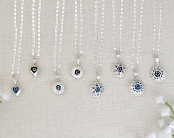 Evil Eye Sterling Silver Nazar Blue Evil Eye Protection Necklaces Dainty Layering Necklaces Gift for her  Under 25 Labor&#39;s Day Sale