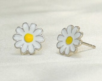 Sterling Silver Daisy Earrings and Necklace Set: Floral CZ Jewelry