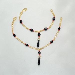 Pulsera de Azabache con dije de mano de Figa, pulsera protectora bañada en oro, pulsera de azabache para bebé, niño, niña y adulto. Oferta del Día del Padre.