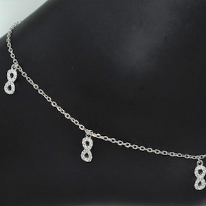 Sterling Silver Infinity Charm Anklet: Minimalist Ankle Bracelet