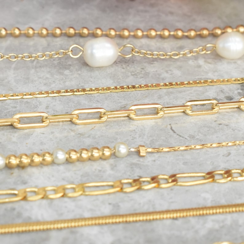 Dainty Gold Filled Paperclip Chain Bracelet Waterproof Gold Chain