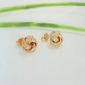 Celtic Love Knot Earrings •Dainty Stud Earring •Minimalist Knot Earrings •Gold Plated Studs •Cute Gold Studs for everyday Father's Day Sale