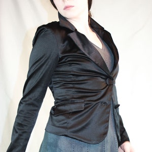 Black silk blazer hot sale