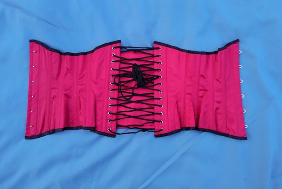 Y2k red satin corset underbust corset steel boning