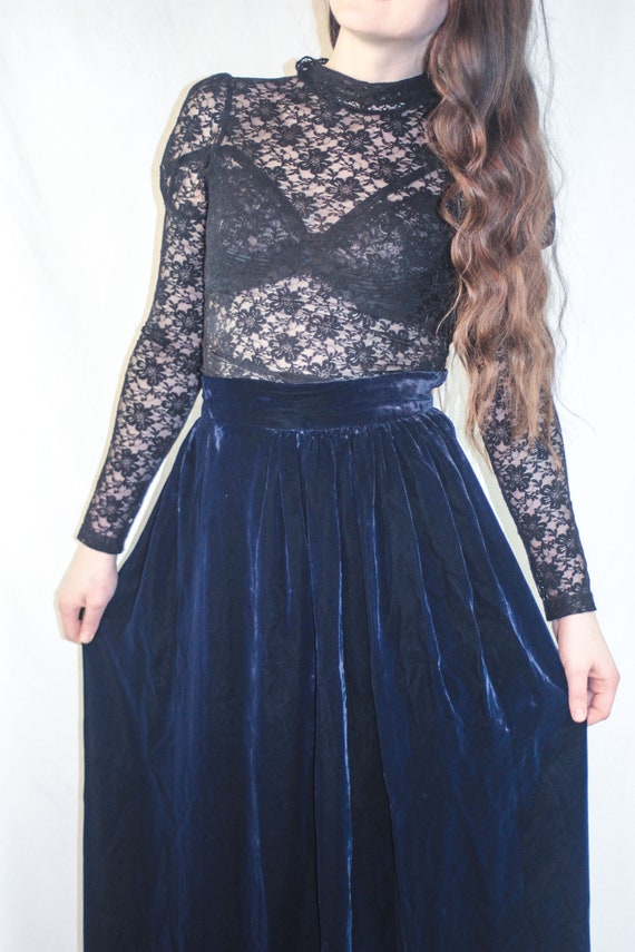 Vintage maxi velvet skirt Victorian style rayon v… - image 7