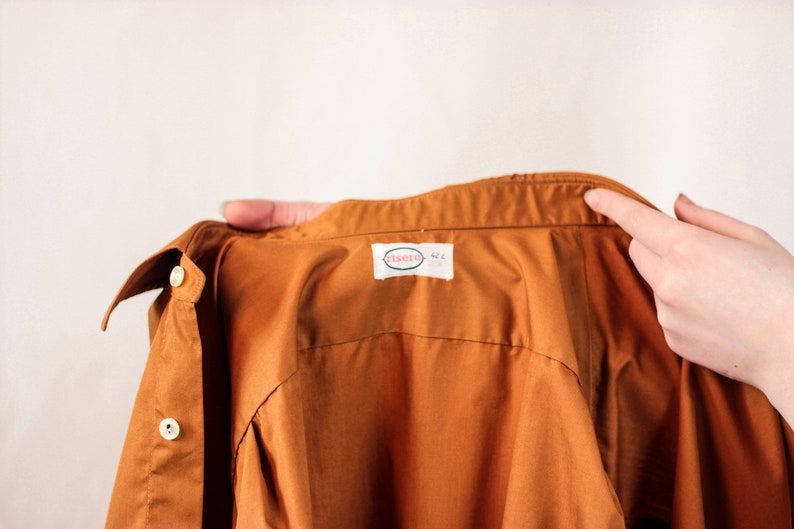 80s Burnt Orange Shirts Mens Button Down Shirt With Double Etsy