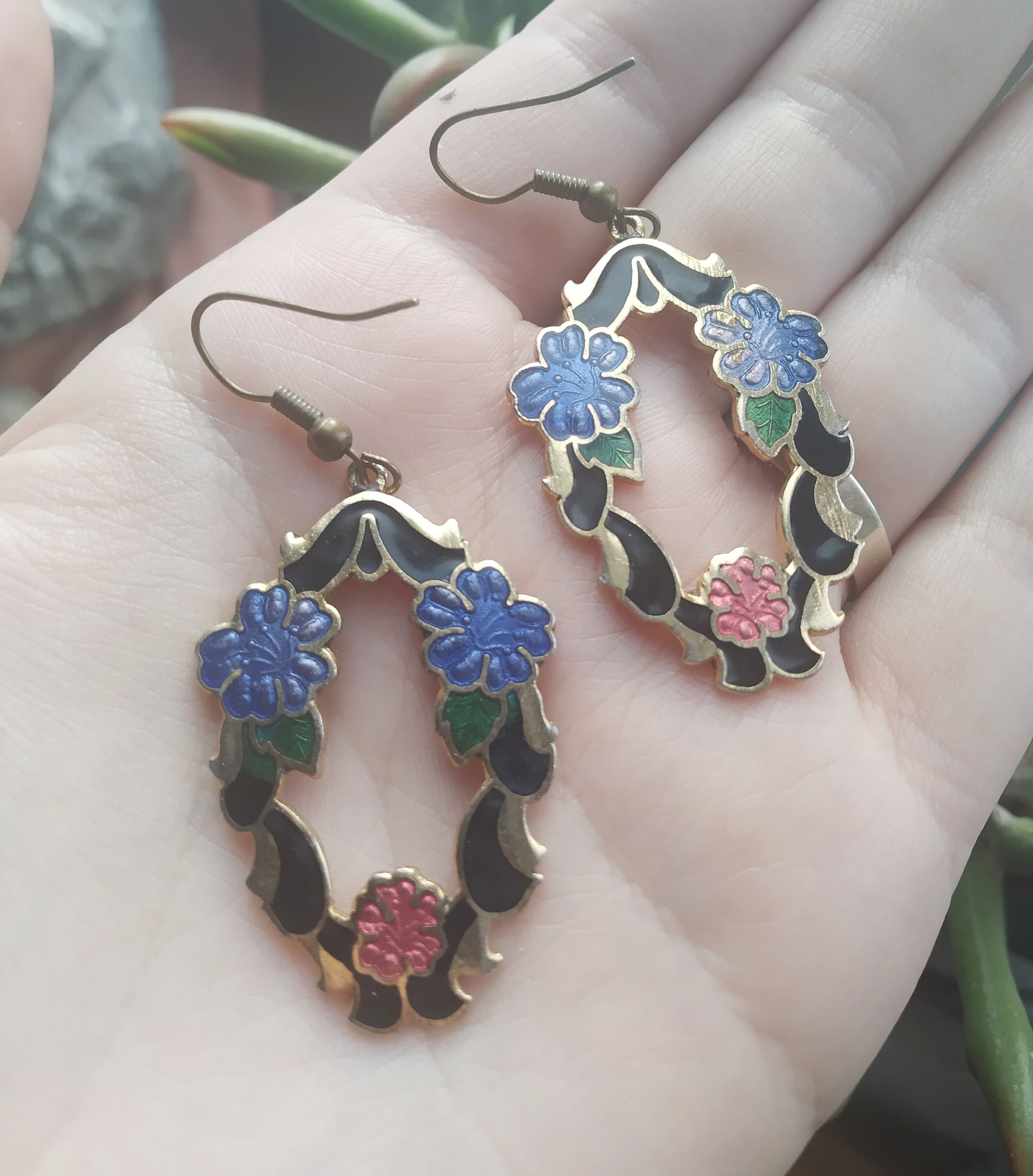 70s Floral Earrings Fairycore Enamel Flower Wreath Earrings Etsy Ireland