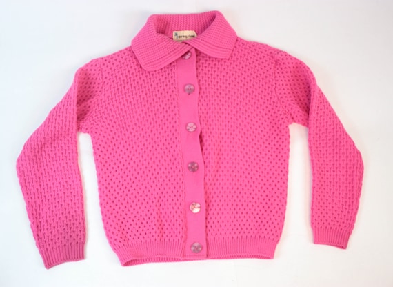 1960s bright pink Orlon Peregrine sweater cardigan