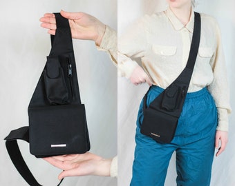 90s Cross Body Bag Fanny Pack Bag  Black Waist Bag  With Phone Case Trendy Body Bag Side Bag One Shoulder Bag Black Belly Bag
