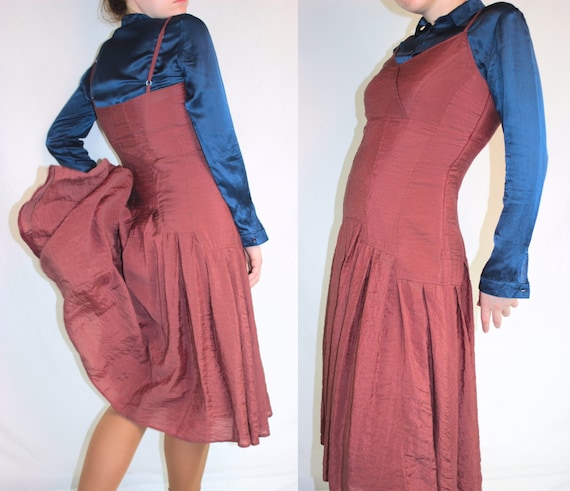 Y2k silk modal rusty red dress comfortable strapp… - image 9