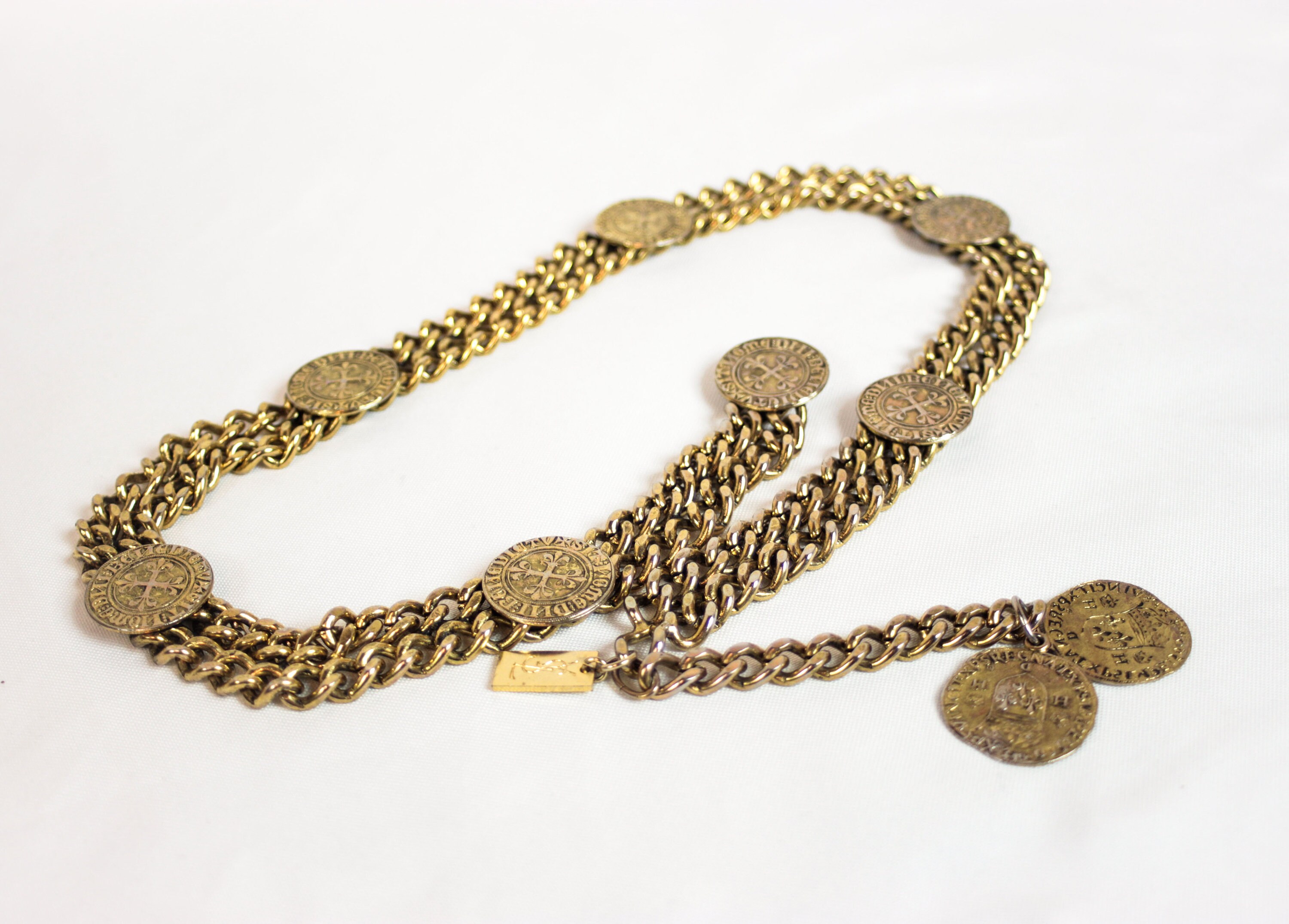 Vintage YSL Gold Chain Belt Coin Belt Etruscan Revival Etsy