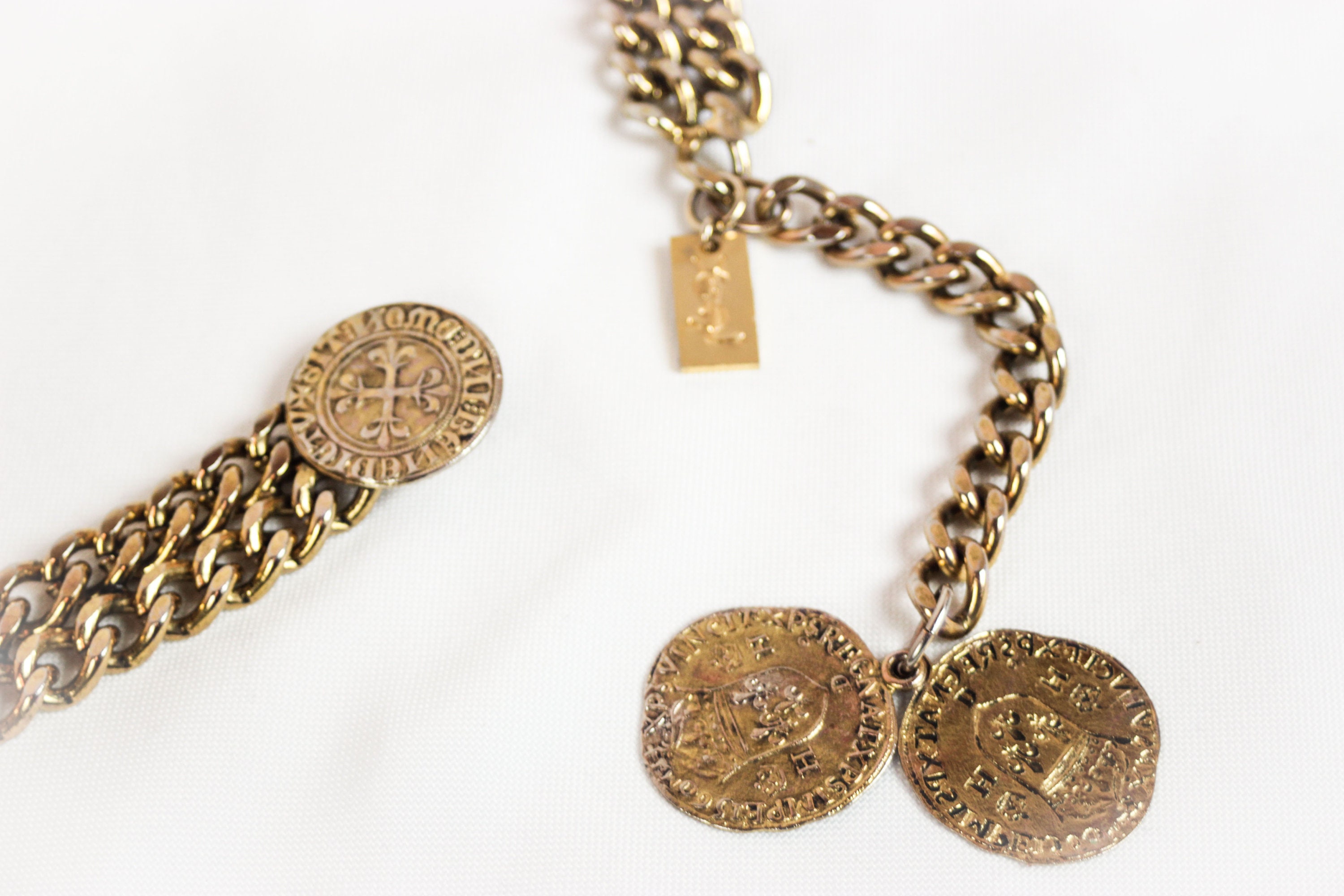 Vintage YSL Gold Chain Belt Coin Belt Etruscan Revival Etsy