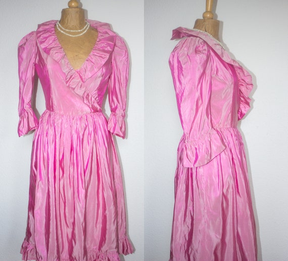 Vintage Lanvin dress in pink silk taffeta - image 5