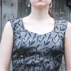 90s fairycore goth silver pencil dress whimsigoth dress silver leaf elven pattern dress