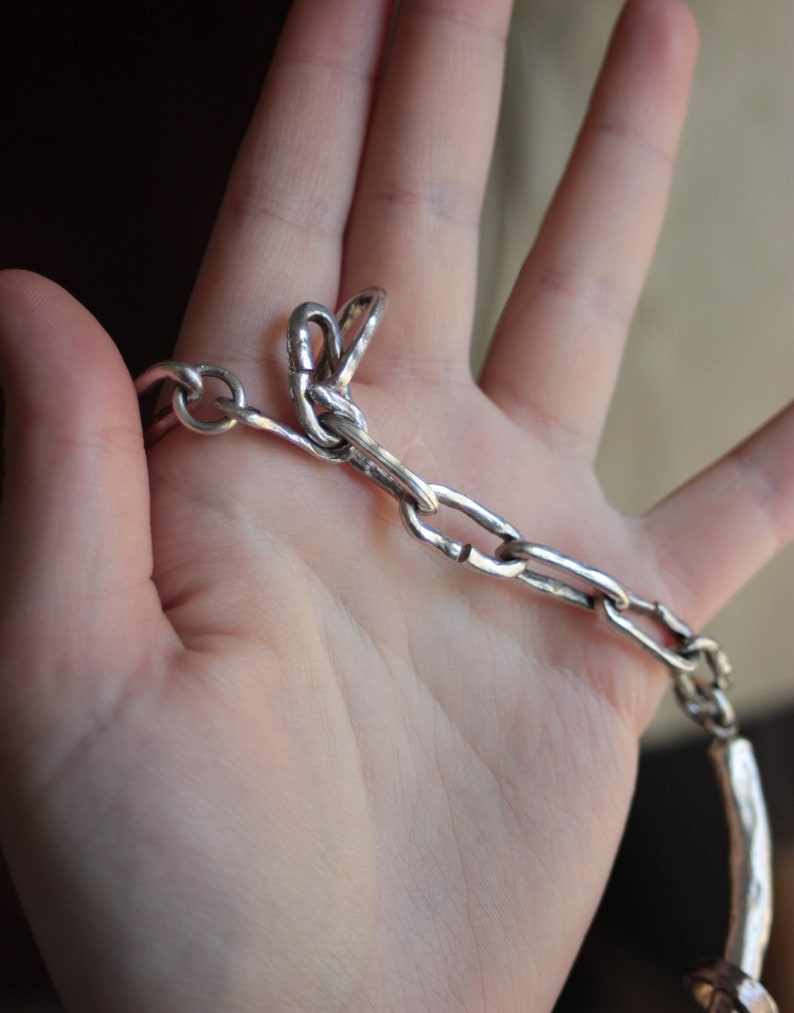 Collier BICHE DE BERE PARIS - Collier Moderne épais Couleur Argent - Bijou Vintage Rare