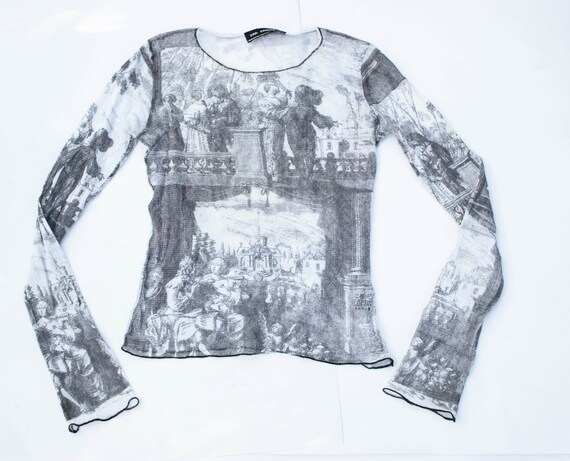 90s mesh top baroque painting print art print top