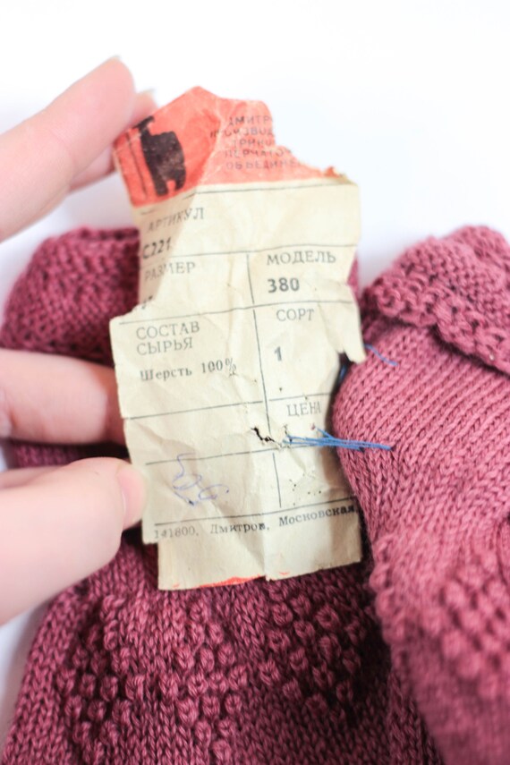 Vintage knit wool mittens deadstock pink wool mit… - image 3