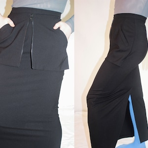 90s black long straight skirt zipper cyberpunk style Miss Etam size S dark luxury