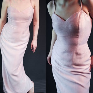 House of Bianchi pink evening dress sweetheart neckline strappy sleeveless dress in pale pink cocktail special occasion minimalist dress